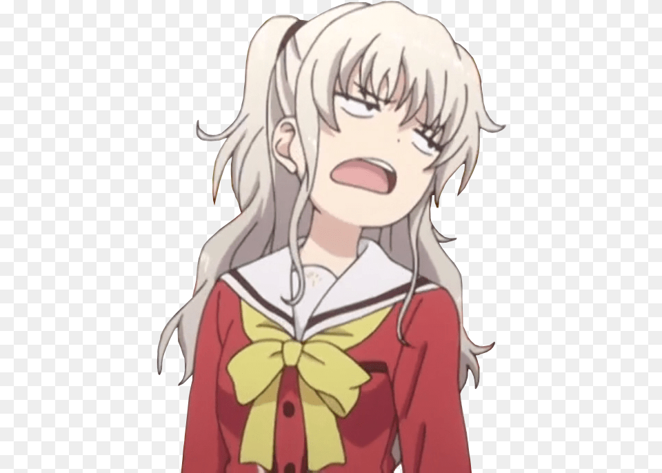 Anime Reaction Anime Aesthetic Annoyed Reaction Charlotte Anime Meme, Adult, Publication, Person, Female Png