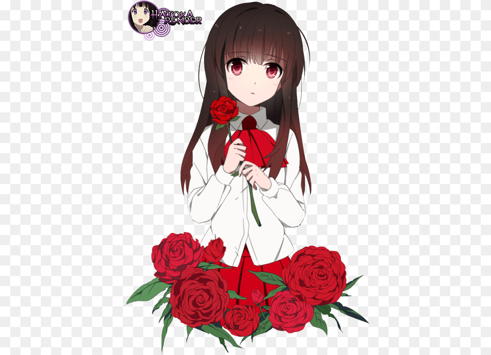 Anime Rose And Ib Image Anime Girl Holding Rose, Publication, Book, Comics, Plant Free Transparent Png