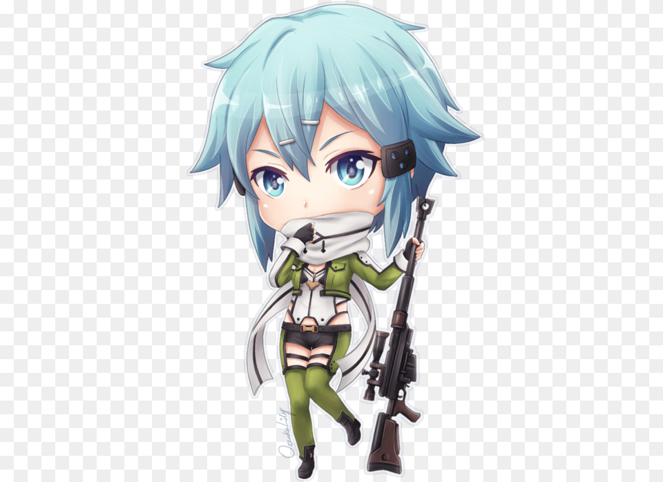 Anime Sao Chibi Sinon, Weapon, Book, Comics, Firearm Png