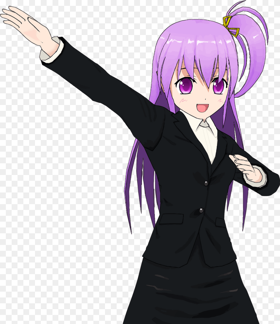 Anime School Girl With Purple Hair Clipart, Book, Comics, Publication, Adult Png Image