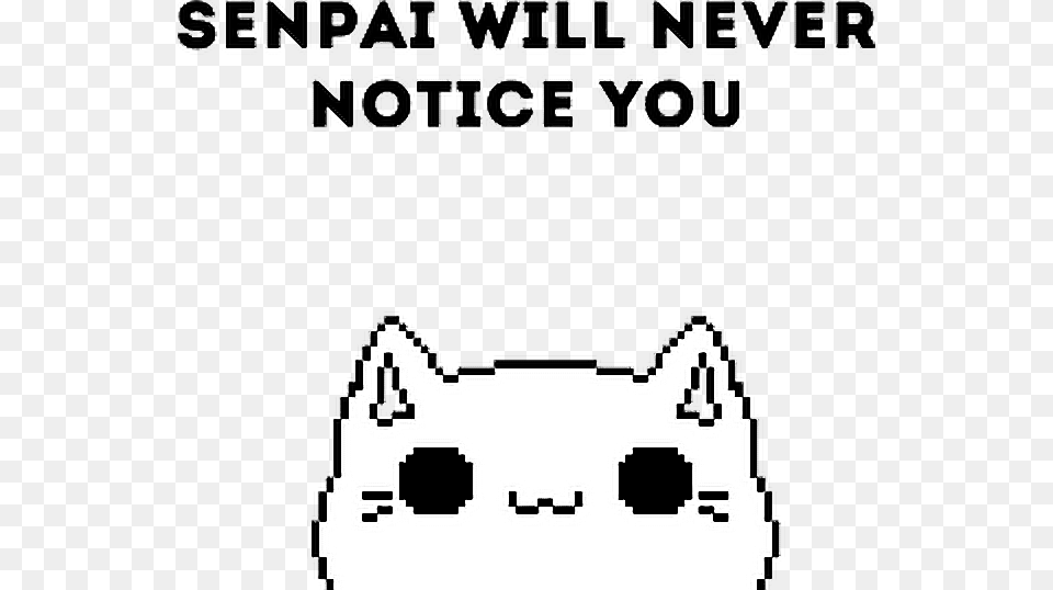 Anime Senpai Cute Cat Collage Blackandwhite Pastel Senpai, Stencil Free Png