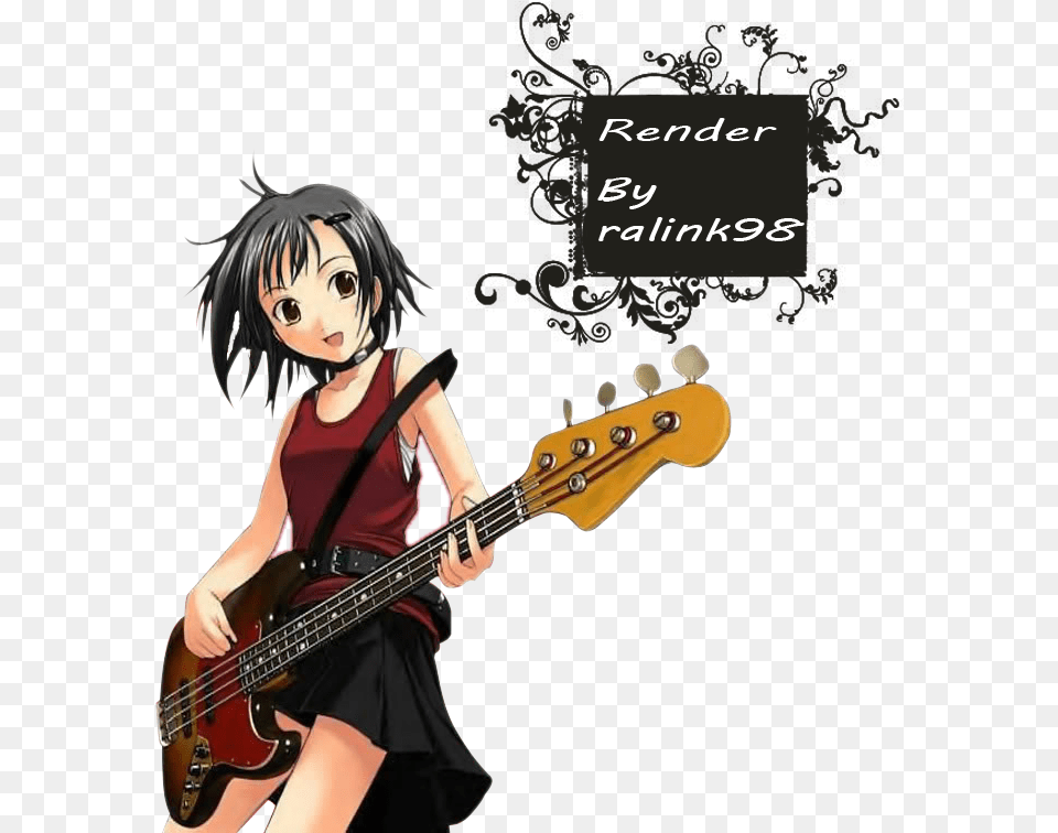 Anime Sexy Rock Photo Anime Girl Playing Guitar Base, Publication, Book, Comics, Musical Instrument Free Transparent Png