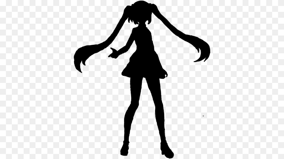 Anime Silhouette Anime Girl Silhouette, Gray Png