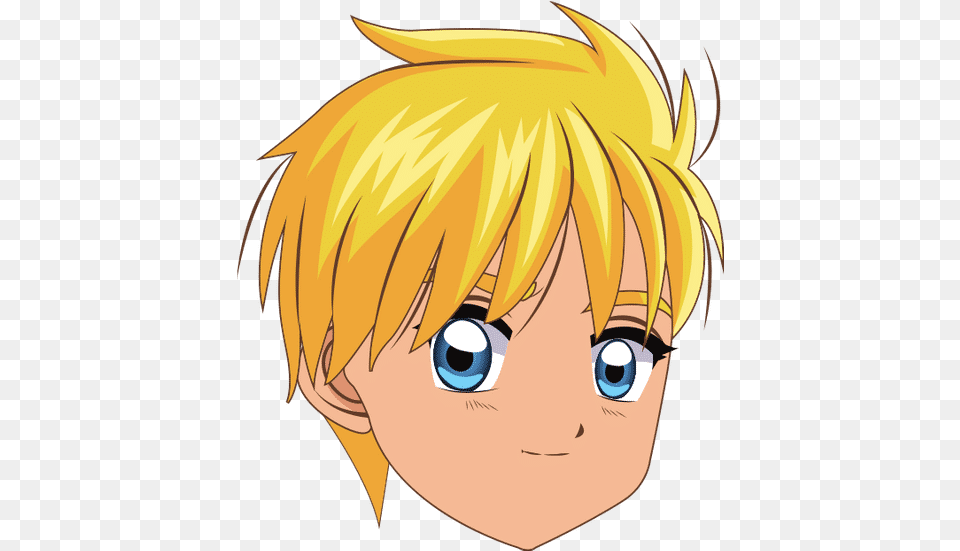 Anime Style Boy Icon Happy, Book, Comics, Publication, Person Free Transparent Png