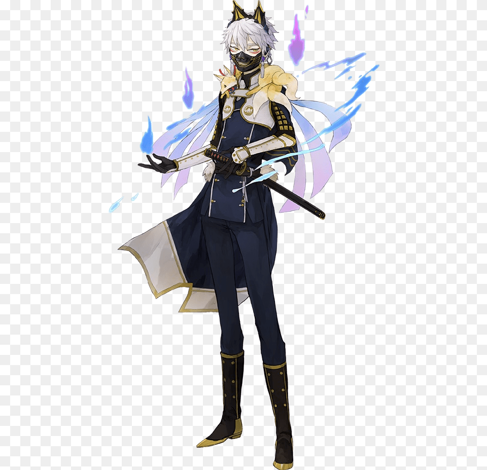 Anime Suit Shoulder Armor Fox Ears Black Gloves Touken Ranbu Nakigitsune Kiwame, Publication, Book, Comics, Adult Free Transparent Png