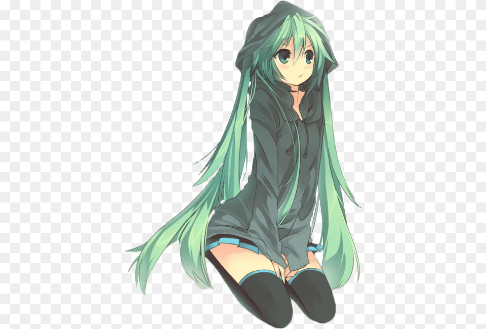 Anime Transparent Image And Clipart Anime Girl With Green Hair, Publication, Book, Comics, Adult Free Png Download