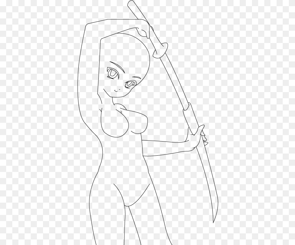 Anime Warrior Base Boy Anime Girl Base With Bow And Arrow, Gray Free Transparent Png