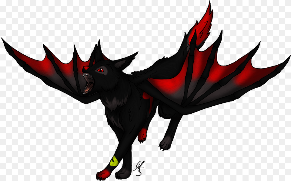 Anime Wolf With Wings Clipart Black And Red Wolf, Animal, Mammal, Panther, Wildlife Free Png