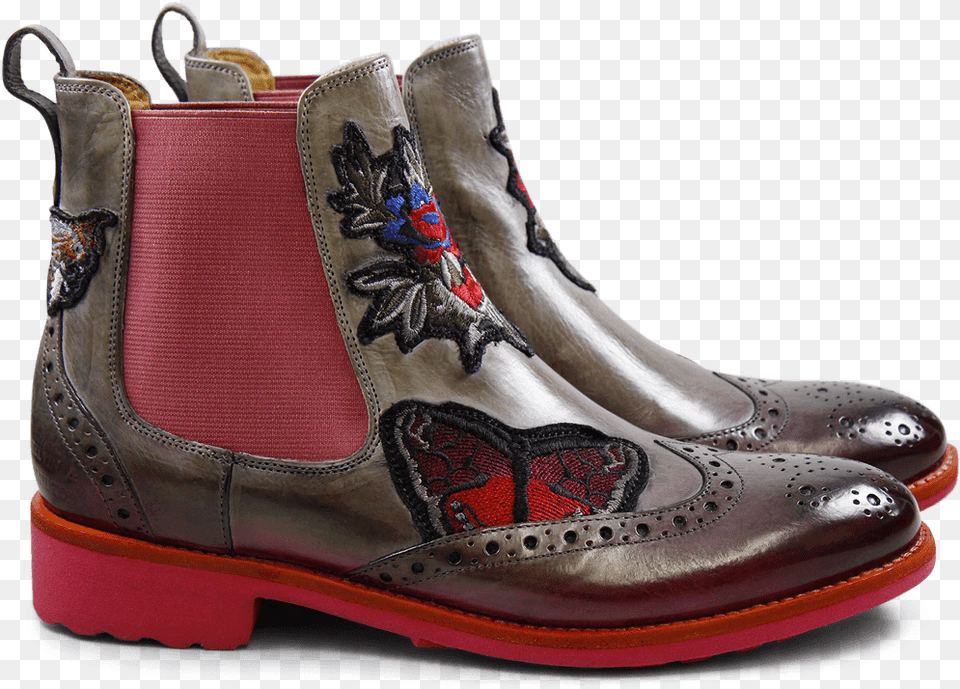 Ankle Boots Amelie 44 Smoke Shade Pink Embrodery Bbf Motorcycle Boot, Clothing, Footwear, Shoe, Cowboy Boot Free Png