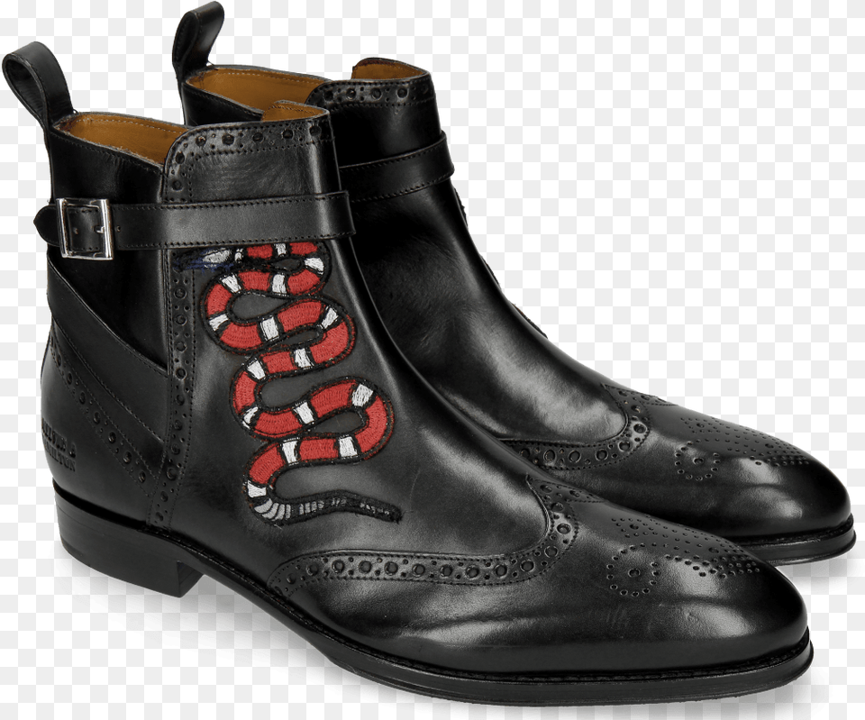 Ankle Boots Kane 9 Black Strap Black Patch Snake Melvin And Hamilton Kane, Clothing, Footwear, Shoe, Boot Free Png