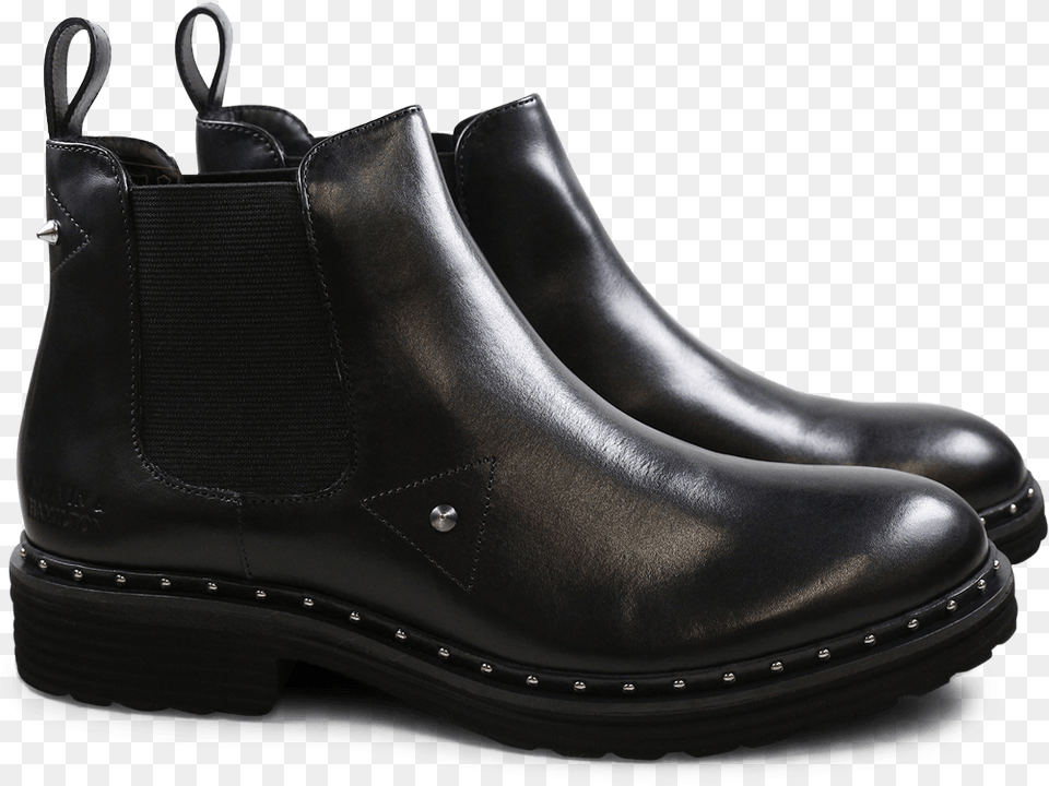 Ankle Boots Sissy 7 Black Rivets Elastic Black Rook Leather, Clothing, Footwear, Shoe, Boot Png Image