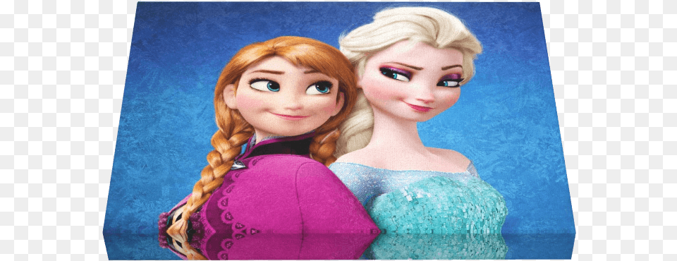 Anna Amp Elsa Canvas Frozen 2 Print Cakes, Adult, Doll, Female, Person Png