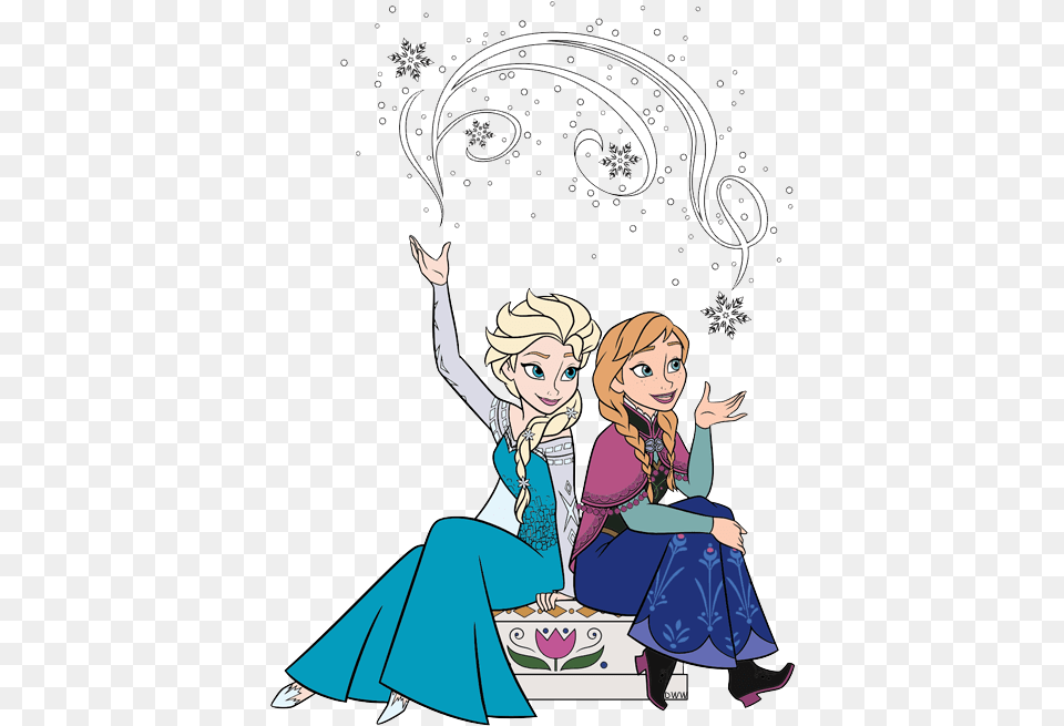 Anna And Elsa Sitting, Book, Comics, Publication, Person Free Png