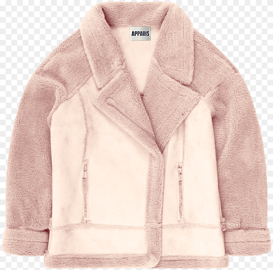 Anne Blush Faux Fur Biker Jacket, Clothing, Coat, Fleece, Knitwear Free Png Download