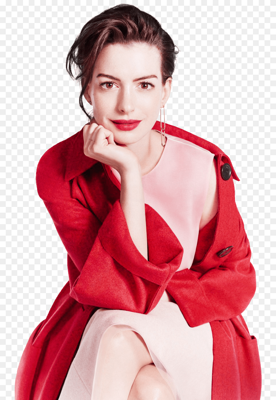 Anne Hathaway Red Coat Anne Hathaway, Woman, Female, Person, Dress Png