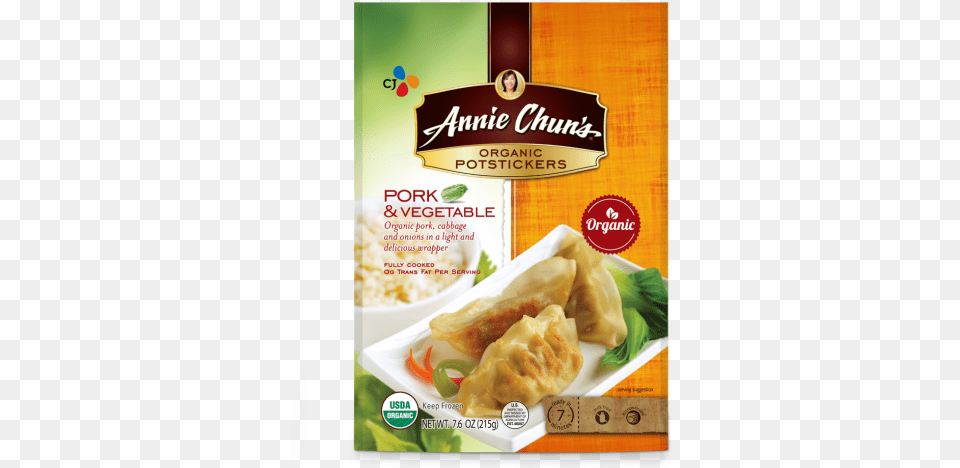 Annie Chun S Organic Pork And Vegetable Potsticker, Advertisement, Poster, Person, Food Free Transparent Png