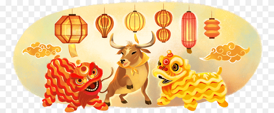 Anniversary Of Santiago City Foundation Google Lunar New Year 2021, Lamp, Animal, Cattle, Cow Free Png
