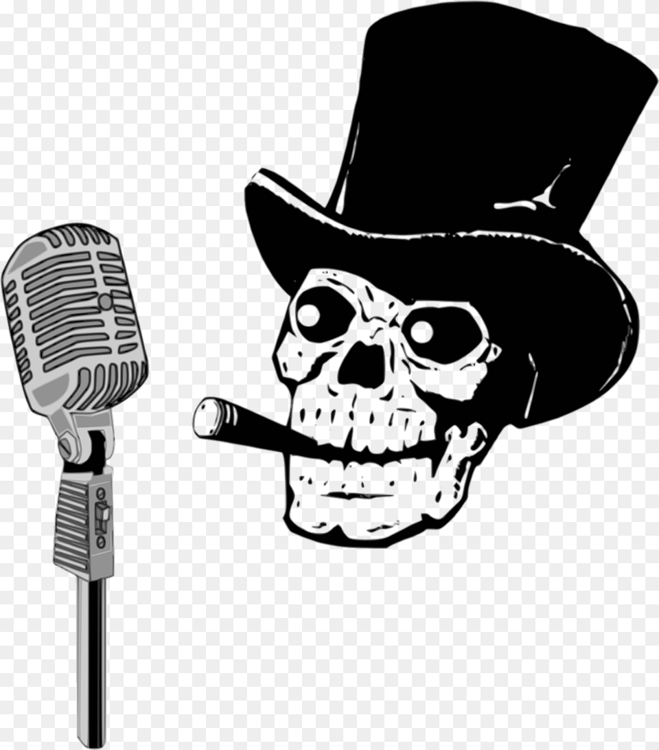 Announcer Humor Music Skeleton Image Skeleton Music, Electrical Device, Microphone, Clothing, Hat Png