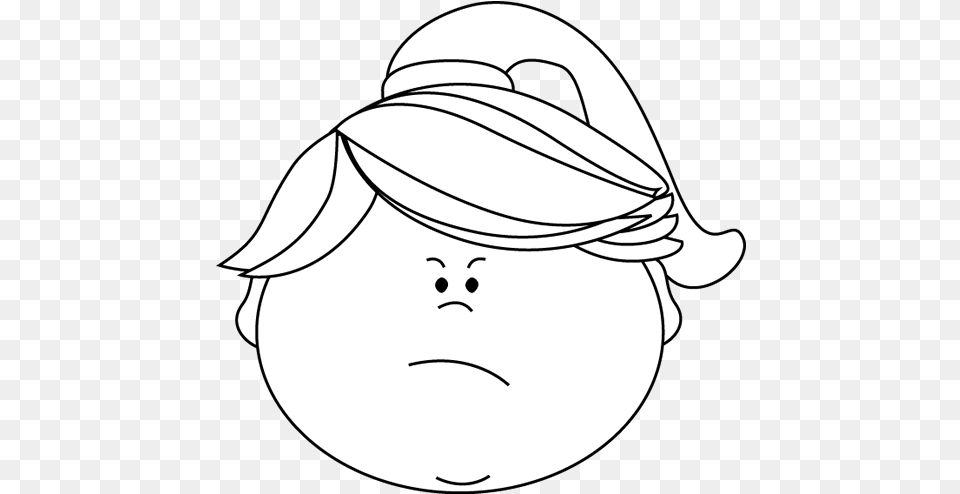 Annoyed Face Mad Clipart Black And White Clipartfest Black And White Clip Art Angry, Stencil, Clothing, Hat, Drawing Png Image
