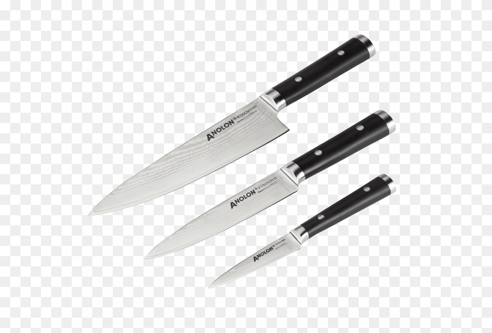 Anolon Imperion Damascus Steel Cutlery 3 Piece Chef Kitchen Knife, Blade, Weapon, Dagger Free Png Download
