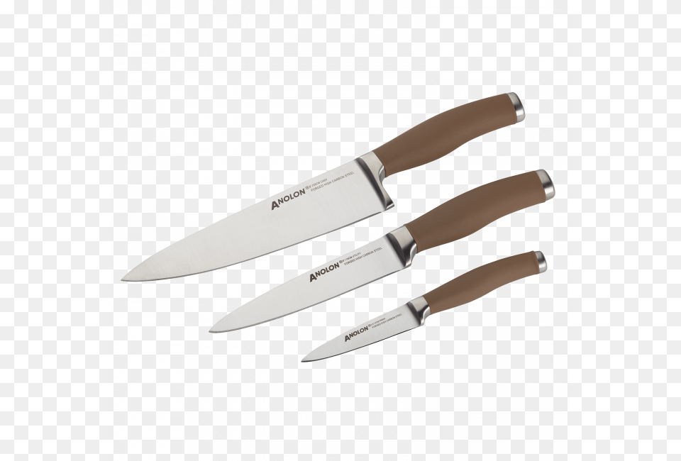 Anolon Suregrip Piece Bronze Chef Knife Set, Blade, Cutlery, Weapon, Dagger Png Image
