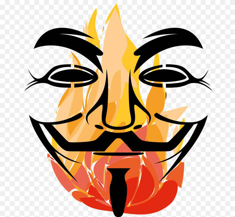 Anonymous Mask No Background Anonymous Mask On Fire, Flame, Person Png Image