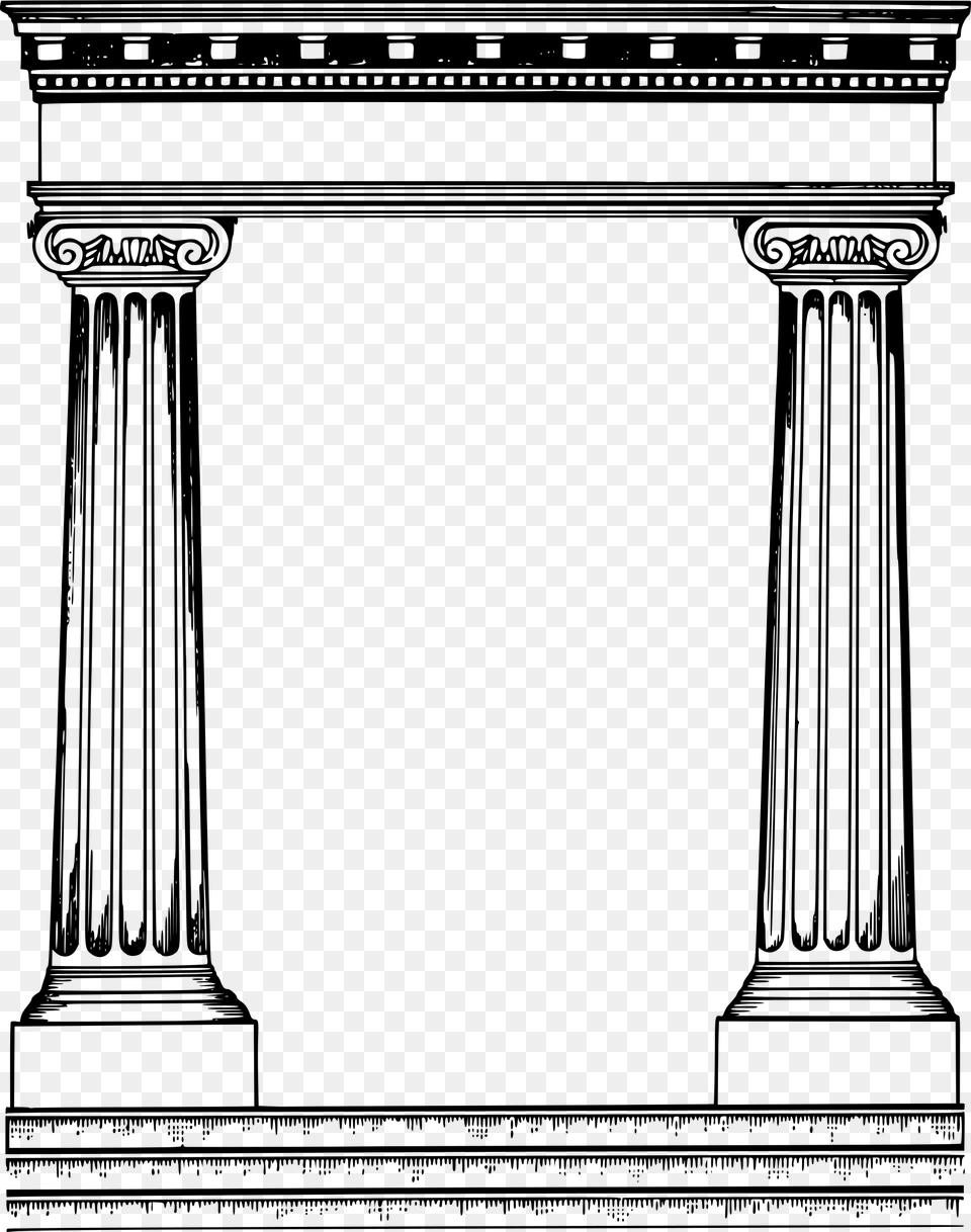 Another Classic Roman Frame By J P Two Pillars Clip Art, Gray Png Image