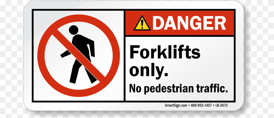 Ansi Danger Label No Pedestrian For Forklift Only, Sign, Symbol, Text, Adult Free Transparent Png