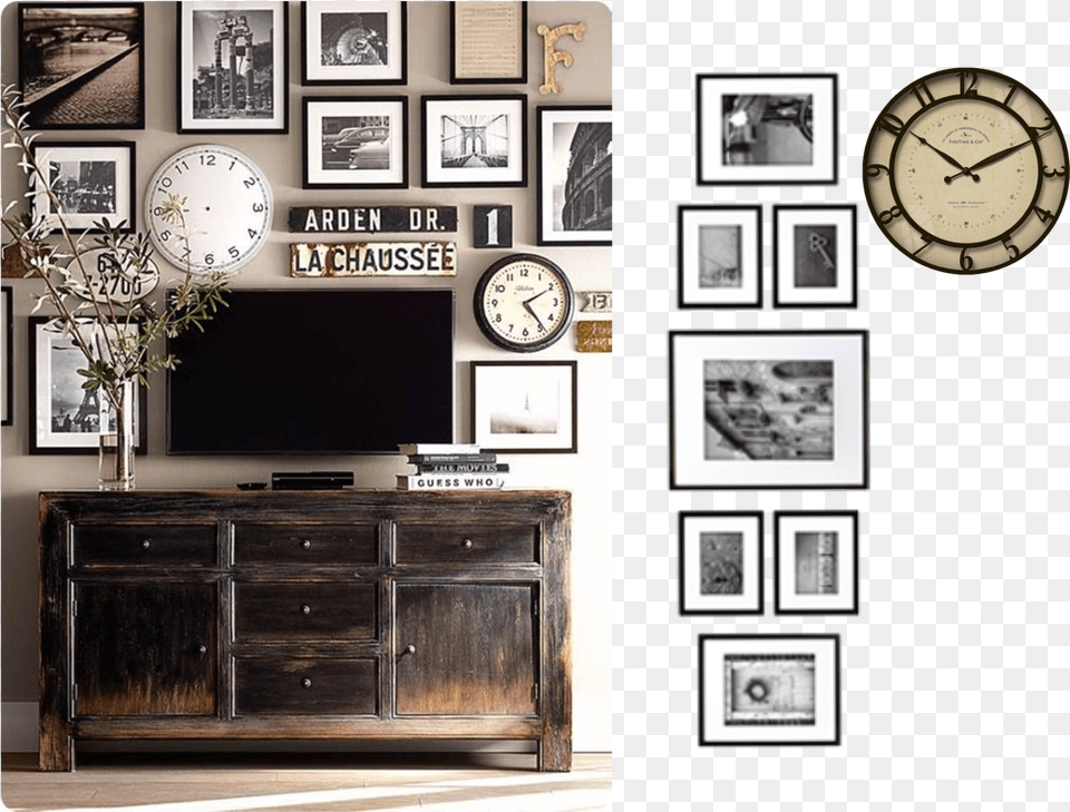 Answer Image Nielsenbainbridge 7 Piece Wood Matted Picture Frame, Furniture, Sideboard, Analog Clock, Clock Png