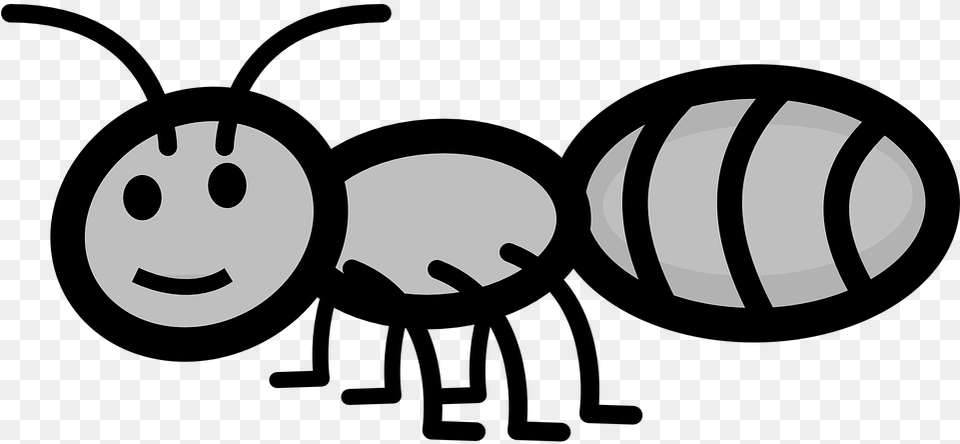 Ant Happy Smile Antenna Grey Legs Insect Bug Clipart Black And White Ant, Sphere, Stencil Png Image