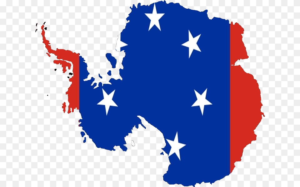 Antarctica Map With Flag Blue With White Stars Flag, Symbol Free Png