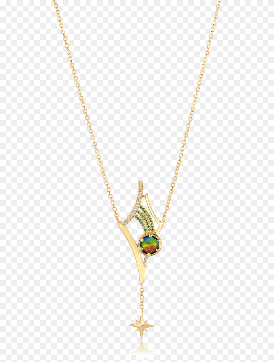 Antares 14k Yellow Gold Diamond Necklace By Korite Ammolite Locket, Accessories, Jewelry, Pendant, Gemstone Png Image