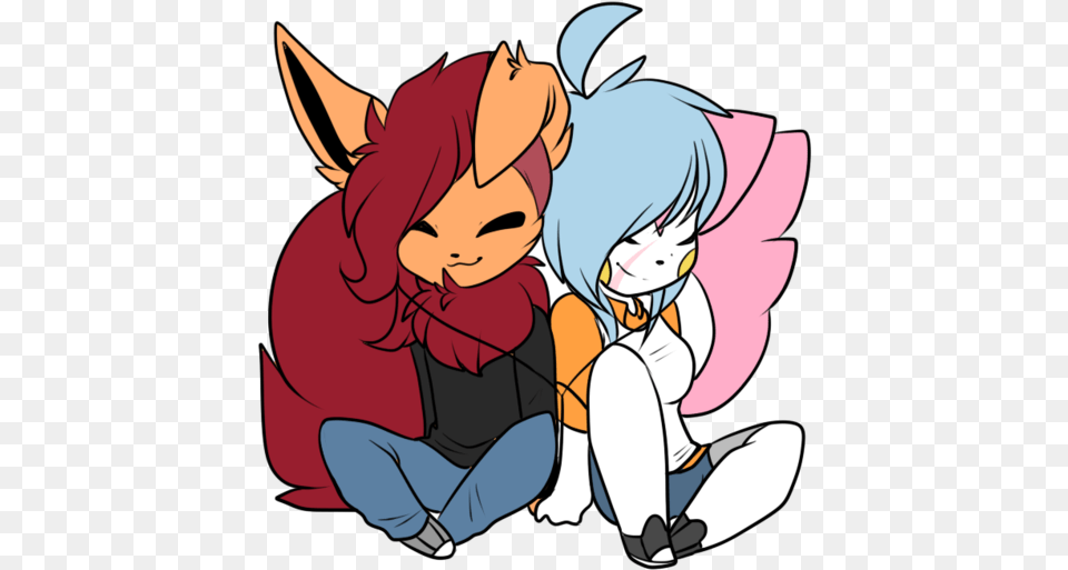 Anthro Chibi Duo Eeveelution Female Flareon Freeze Pop88 Cartoon, Book, Comics, Publication, Baby Free Transparent Png