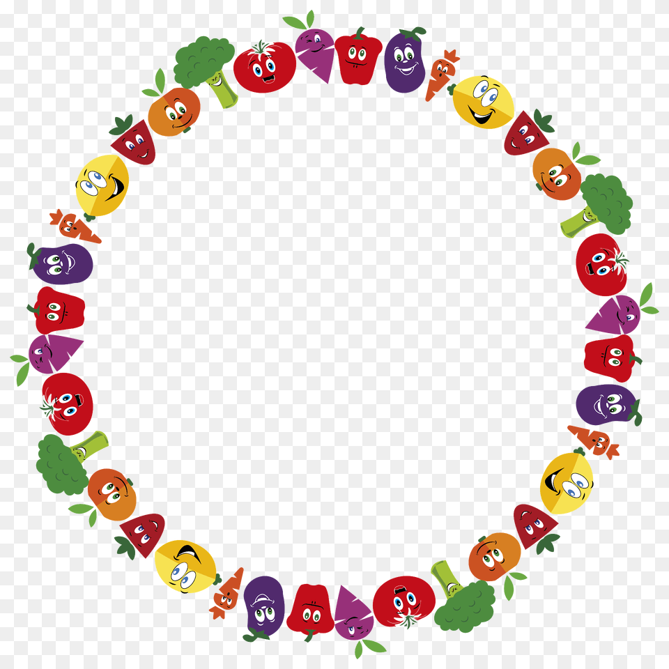 Anthropomorphic Fruits And Vegetables Frame Circle Clipart, Art, Graphics Png