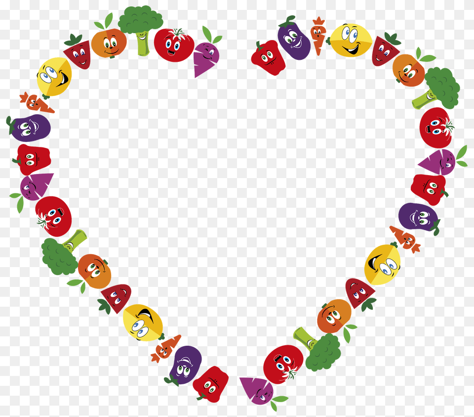 Anthropomorphic Fruits And Vegetables Frame Heart Clipart, Face, Head, Person Free Png
