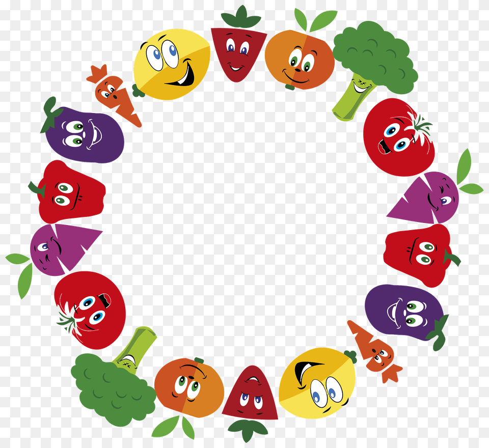 Anthropomorphic Fruits And Vegetables Frame Large Clipart, Art, Graphics, Baby, Person Png