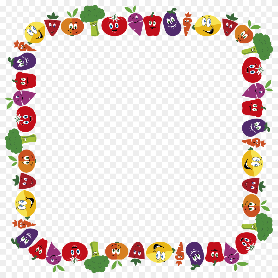 Anthropomorphic Fruits And Vegetables Frame Square Clipart Png Image