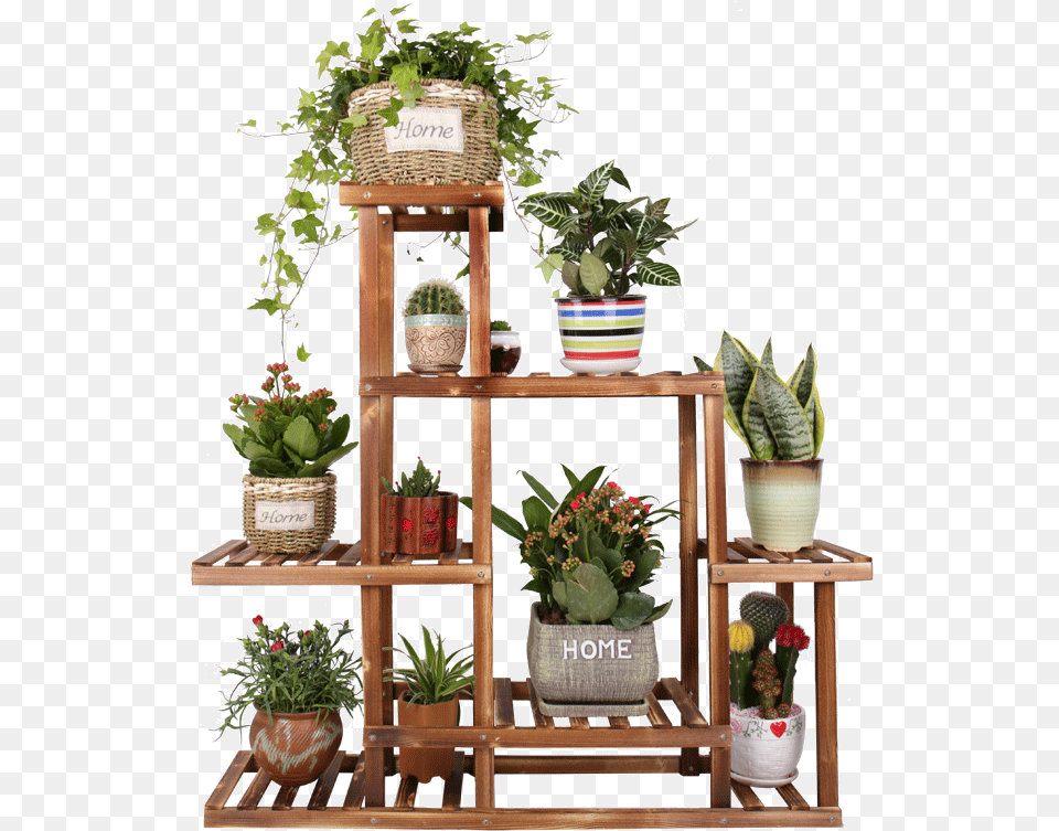 Anti Corrosion Wood Flower Stand Multi Layer Combination Ladder Style Plant Stands, Flower Arrangement, Jar, Planter, Potted Plant Free Png