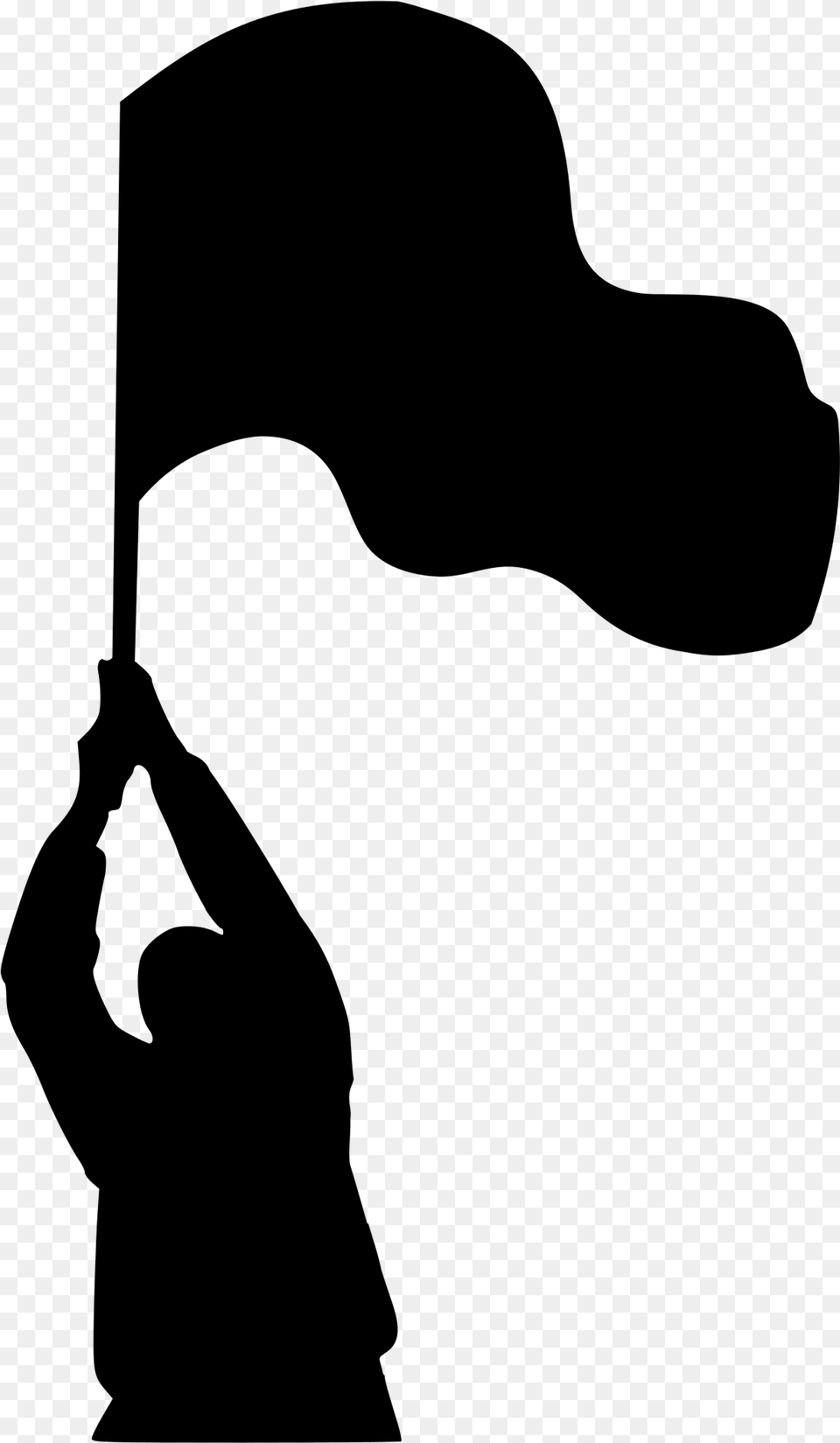 Antifascist Holding A Flag Clip Arts Man Holding Flag Silhouette, Gray Free Png Download