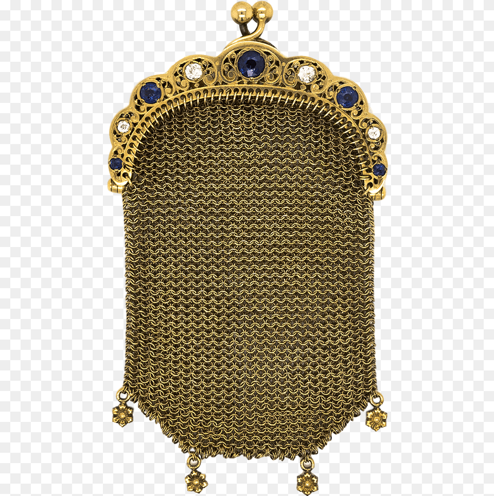 Antique 18k Yellow Gold Mesh Coin Purse Locket, Armor, Chandelier, Lamp, Chain Mail Free Png