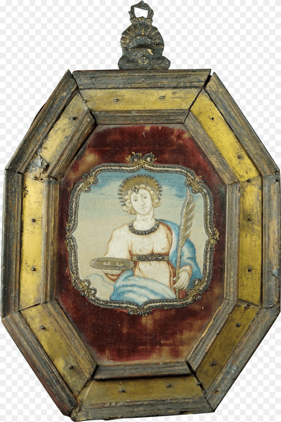 Antique 18th Century Baroque Devotional Needlework 18th Century, Art, Painting, Woman, Wedding Free Png