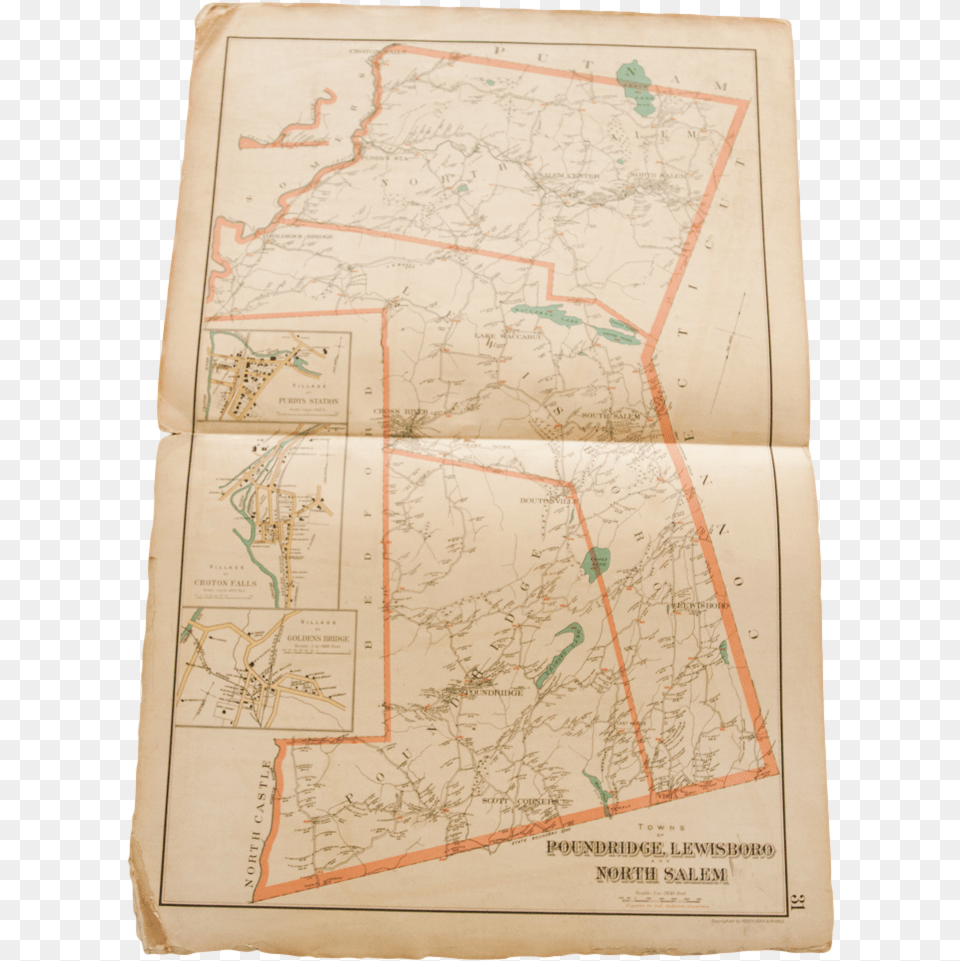 Antique 19th Century Julius Bien Pound Ridge Scotts Atlas, Chart, Diagram, Map, Plot Free Transparent Png