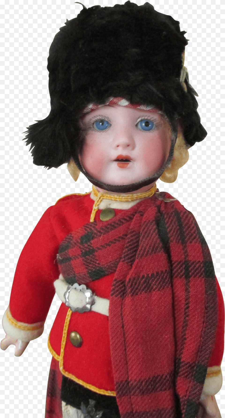 Antique All Original Bisque Head Scottish Boy Doll, Toy, Baby, Person, Face Png
