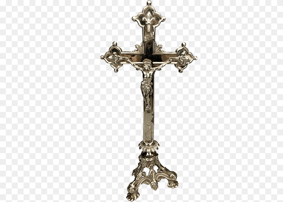 Antique Baroque European Silvered Alter Crucifix Cross, Symbol Free Png Download