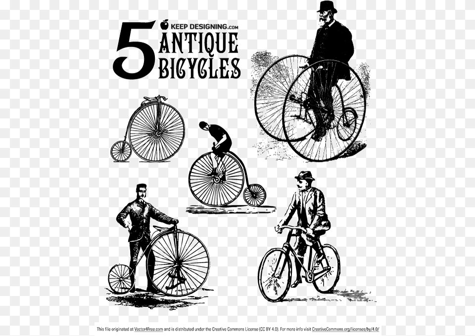 Antique Bicycle Vector, Machine, Spoke, Wheel, Vehicle Png