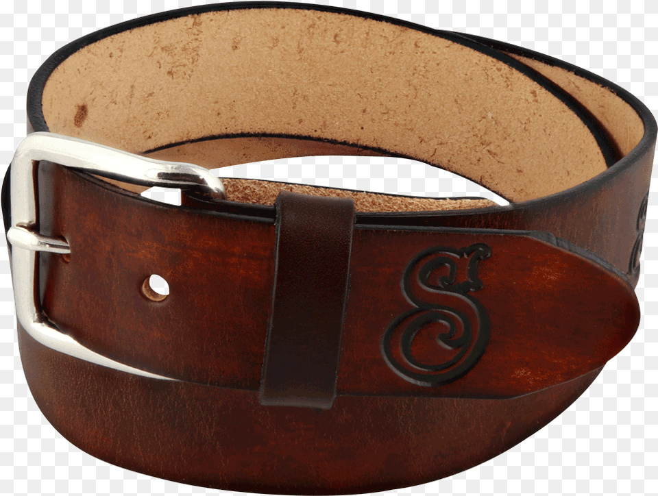 Antique Brown Og Script Leather Belt Belt, Accessories, Buckle Png