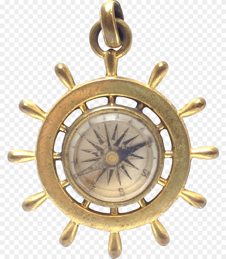 Antique Captains Ship Wheel Compass Charm Or Pendant Brass, Animal, Insect, Invertebrate Free Transparent Png