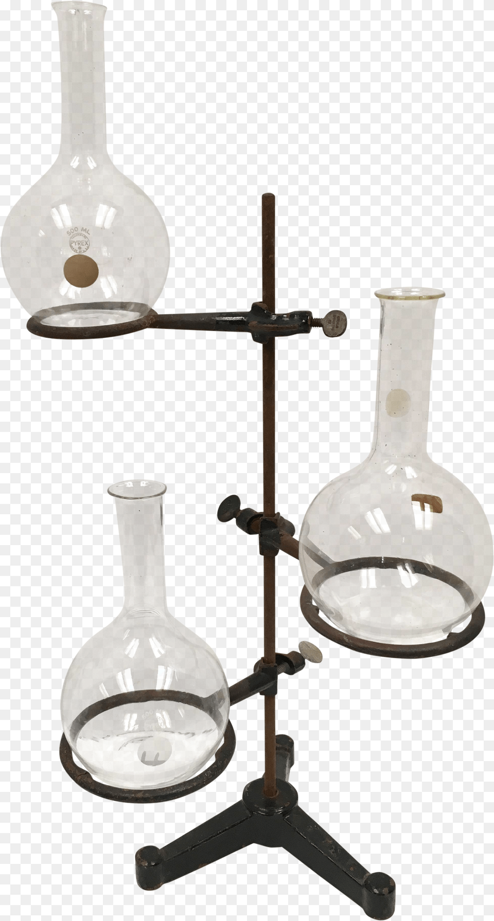 Antique Chemistry Lab Stand With Glass Beakers Antique Glass Chemistry Set, Jar, Lamp, Pottery Png