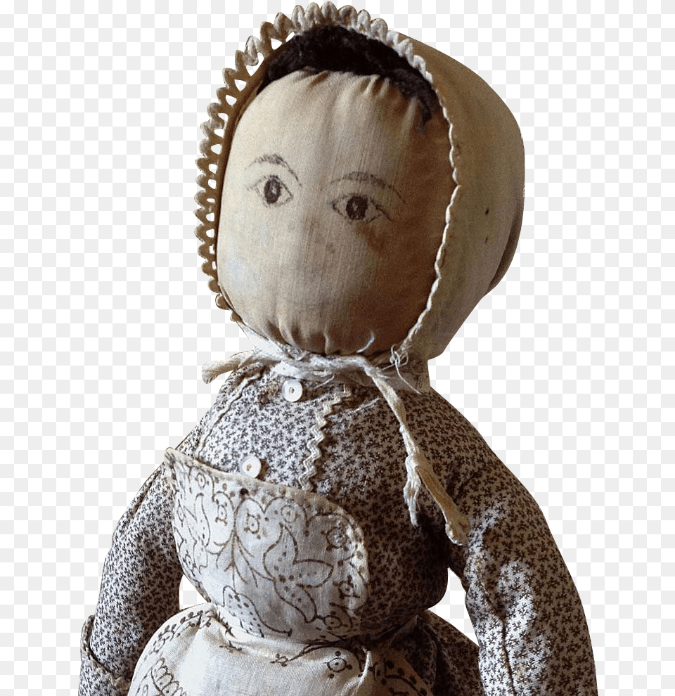 Antique Cloth Doll With Ink Drawn Face On Ruby Lane Stuffed Toy, Baby, Clothing, Hat, Person Free Transparent Png