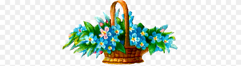 Antique Digital Flower Wildflowers Forget Me Clip Art, Plant, Flower Arrangement, Accessories, Basket Free Png